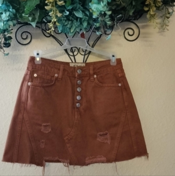 Free People Denim Mini skirt Brown. Size 25 - Picture 5 of 10